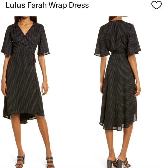 Lulus Dresses & Skirts - Lulu's Black Flutter Sleeve Wrap Midi Dress